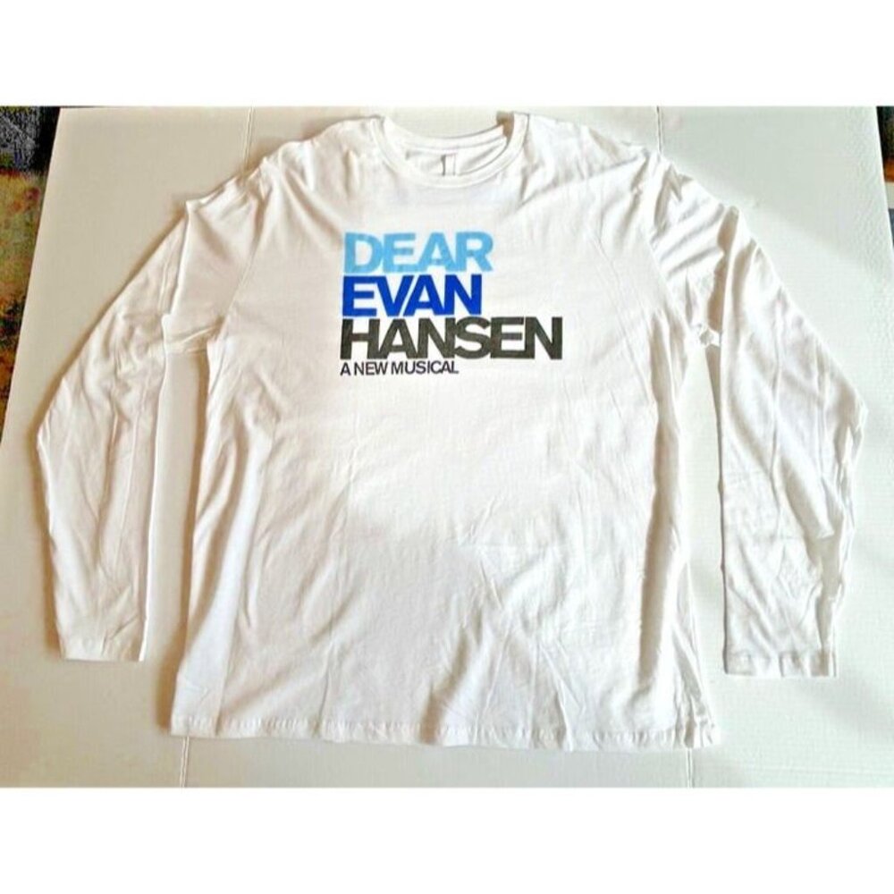 XXL Unisex Broadway Tony Award Winner Dear Evan Hansen‎ White Long Sleeve Shirt